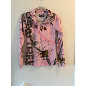 RealTree Pink Camo Long Sleeve Thumbhole Pullover Kids M